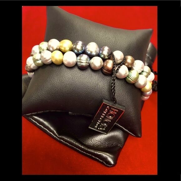 Honora (Two)Stretchy Pearl Bracelets Dark Multi Collection - Picture 4 of 5